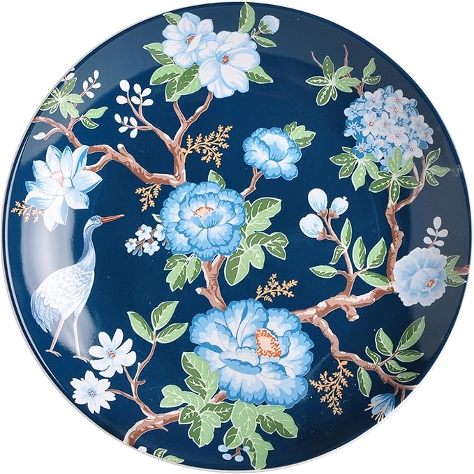 222 Fifth 12-Piece Porcelain Dinnerware Set for 4, Luxury White & Bohemian Blue Plates and Bowls Set, Glossy Ceramic Dish Set with Detailed Floral, Microwave & Dishwasher Safe Dishes, Nightingale