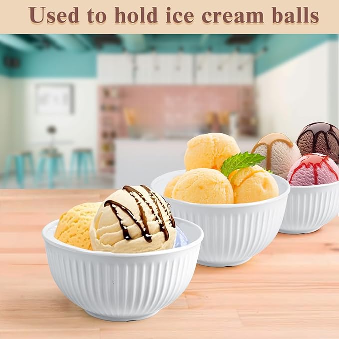 4.6" White 100% Melamine streaks Bowl SET 6– 13.8 OZ Capacity, non-friable,Durable Tableware for Everyday Use