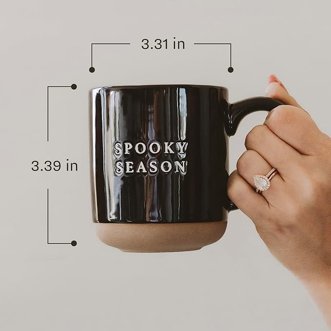 Sweet Water Decor White Ghosts Black Halloween Mugs - Halloween Coffee Mug Dishwasher & Microwave Safe - Fall Mug for Coffee & Hot Cocoa or Seasonal Brew - Black Stoneware Ghost Mugs