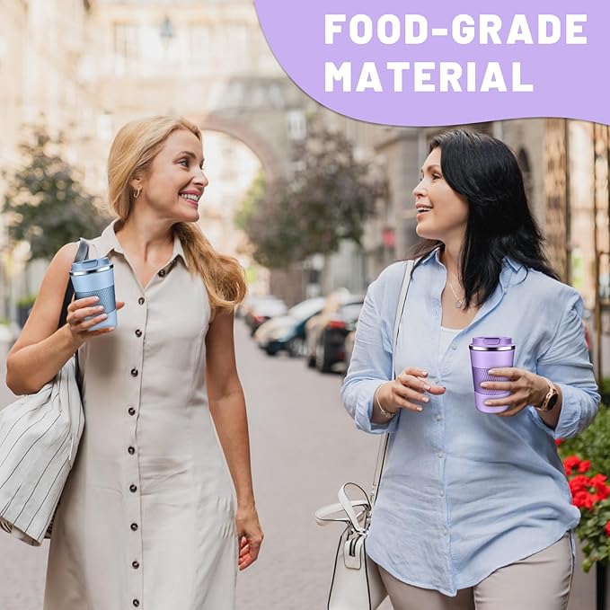 Insulated Coffee Tumblers with Flip Lid 12oz / 17oz, Stainless Steel Travel Coffee Mug Leak Proof, Vacuum Insulated Coffee Mug Reusable Cup, Keeps Cold and Hot for Coffee Tea