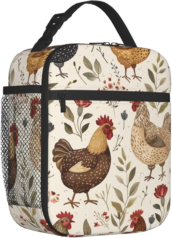 Chicken Lunch Box for Women Men, Insulated Lunch Box Reusable Portable Lunch Bag Cooler Tote Waterproof Lunch Container for Office Picnic Work Travel