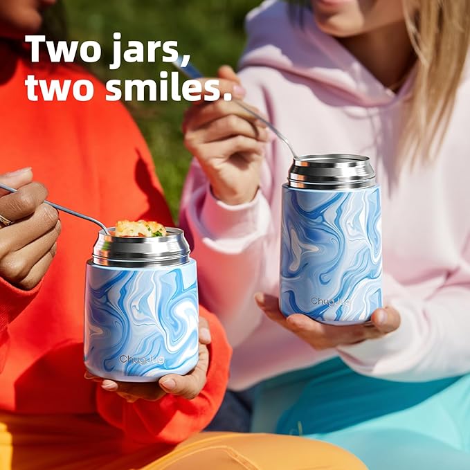 Thermo for Hot Food for Adults Kids | Wide Mouth, 18 oz Insulated Food Jar with Spoon, Leakproof Soup Thermo for School Office Travel, Thermal Steel Lunch Container Easy to Carry (Blue)