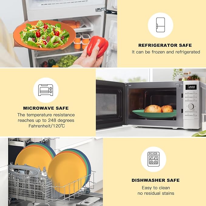 Wheat Straw Dinnerware Sets for 8,Dishwasher & Microwave Safe Plates and Bowls Sets 40 PCS, Unbreakable Dish Sets for Kitchen,Camping and Outdoor,Alternative to Plastic Bowls Reuseable - Multi color