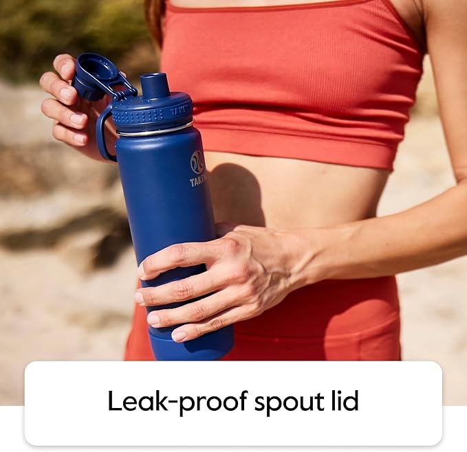 Takeya Actives Water Bottle with Spout Lid - Bottle with Double Stainless Steel Insulation - Dishwasher Safe & BPA-Free - Bottle with Spout Lid & Removable Bumper - 32 oz, Tart Orange