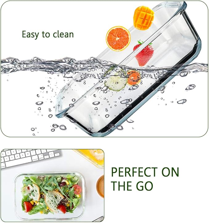 [8-Pack,30 oz]Glass Meal Prep Containers,Glass Food Storage Containers,Airtight Glass lunch Containers with Lids - Microwave, Oven, Freezer and Dishwasher