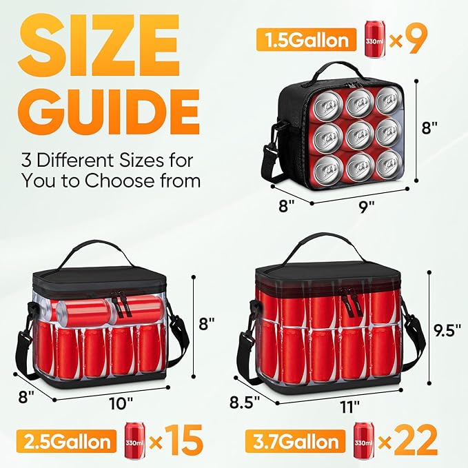 BALEINE Insulated Lunch Bag for Men Women, Leakproof Cooler Bag with Adjustable Shoulder Strap for Work Picnic, Lunch Box for Women Men (Small, Black)