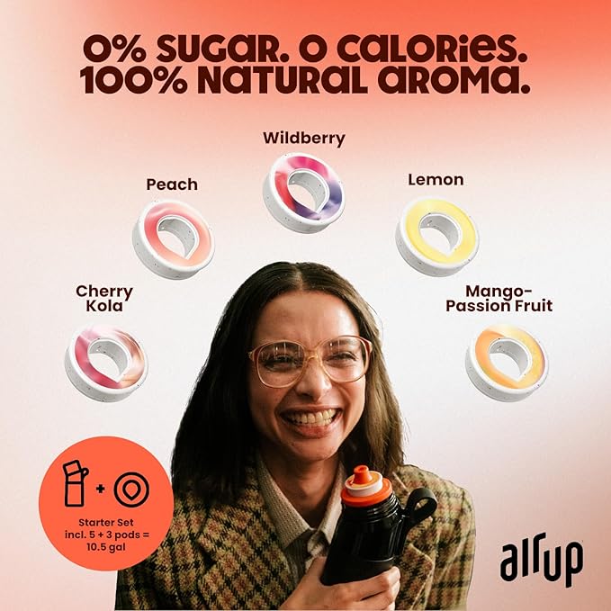 air up® water bottle (21oz) Twist starter set | sugar-free flavoring | dishwasher-safe, BPA-free (Electric Orange)