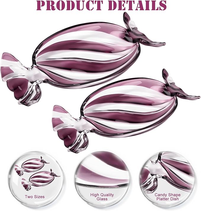 SHOWLOUE Christmas Platter Dish, Glass Candy Platter Serving Dessert Plates Christmas Dinnerware Tray Decorative Plates for Xmas Holiday Party Favor, Dark Purple, Large