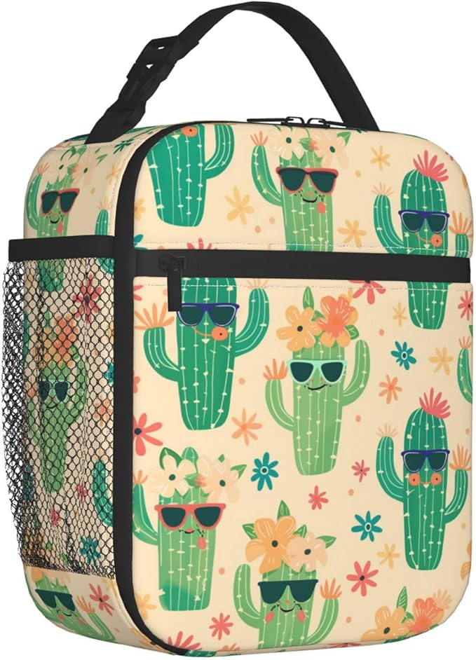 Cactus Lunch Box for Women Men, Insulated Lunch Box Reusable Portable Lunch Bag Cooler Tote Waterproof Lunch Container for Office Picnic Work Travel