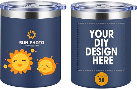 Personalized Custom Tumbler Print in USA 12oz 50Pcs Stainless Steel Travel Coffee Cup with Lid & Straw Double Wall Insulated Mug With Colorful Text Logo Photo