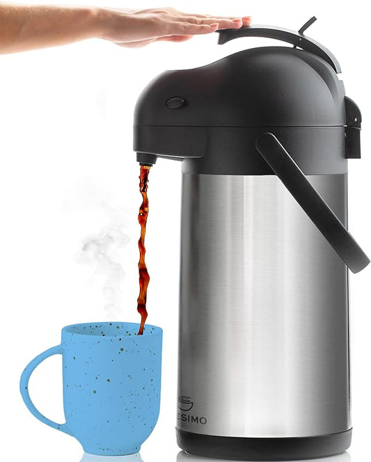 Thermal Coffee Carafe 74Oz, Keeps Drinks Hot for 12Hrs & Cold for 36Hrs, Insulated Stainless Steel Coffee Carafe for Hot Drinks, Easy One-Handed Dispensing for Office, Home, Party, Durable Tea Flask