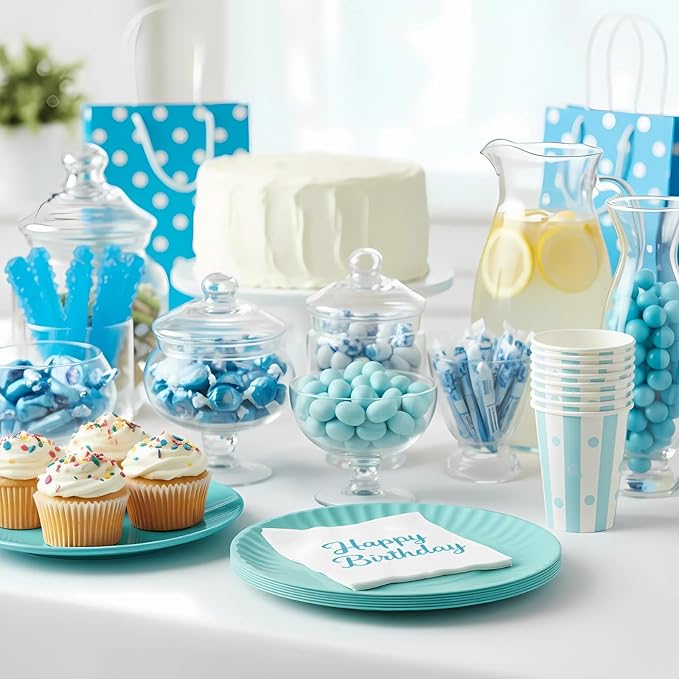 TP 8-Piece Melamine Plates Set, 10.5" & 8" Lightweight Reusable Dinner Plates for Picnic, Party & Outdoor Dining, Unbreakable Dishwasher Safe Tableware, Teal