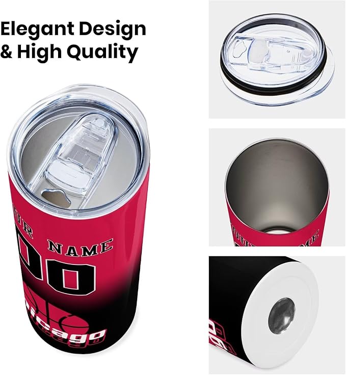 Custom Tumblers Stainless Steel Cup Personalized Basketball Insulation Travel Mug Add Your Name Number 20 oz Fans Gift for Men Women