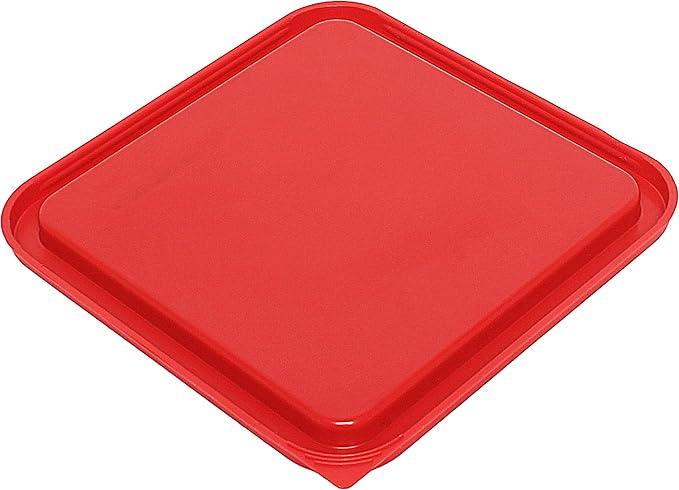 Tiger Chef 4 Pack Food Storage Container with Red Lid Commercial Grade in 8.0 Qt - Square, Clear, Polycarbonate