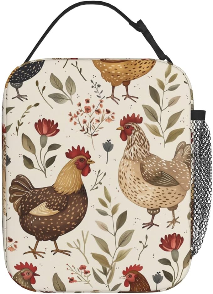 Chicken Lunch Box for Women Men, Insulated Lunch Box Reusable Portable Lunch Bag Cooler Tote Waterproof Lunch Container for Office Picnic Work Travel