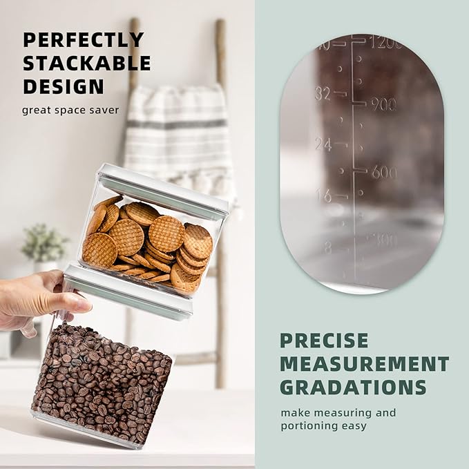 Pop Top Food Storage Containers, Leakproof Pantry Food Storage Containers, Kitchen Storage Containers with Lids Airtight 3-Piece - 3.5Qt/2.1Qt/1.3Qt