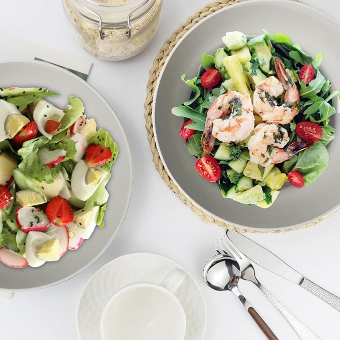 PYRMONT 65oz Wheat Straw Bowls-10 inches Large Salad Bowls Set of 6,Bowls for Kitchen,Shallow Serving Bowls,Lightweight & Unbreakable,Microwave & Dishwasher Safe,BPA-Free