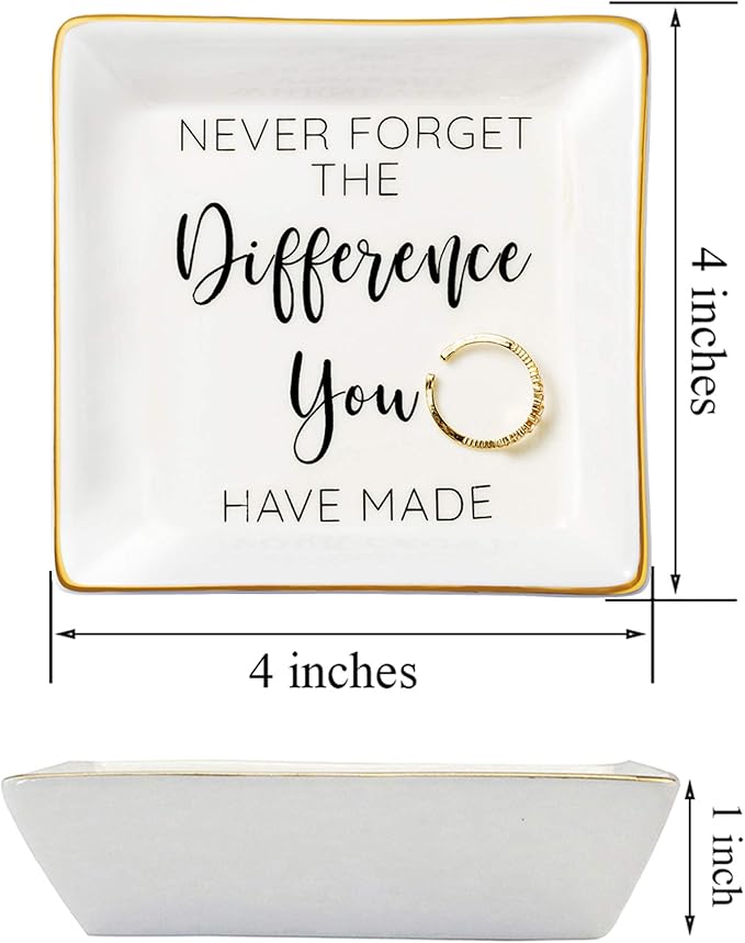 Thank You Gift for Women, Coworker Friends Teacher Retirement Gifts for Coworker Women Inspirational Ceramic Trinket Tray Gift for Colleague Leaving Job