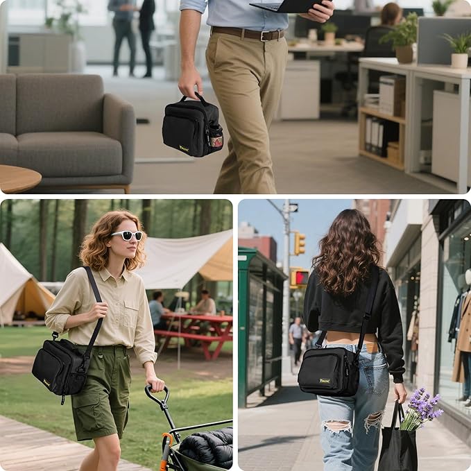 BALEINE Insulated Lunch Bag for Men Women, Leakproof Cooler Bag with Adjustable Shoulder Strap for Work Picnic, Lunch Box for Women Men (Small, Black)