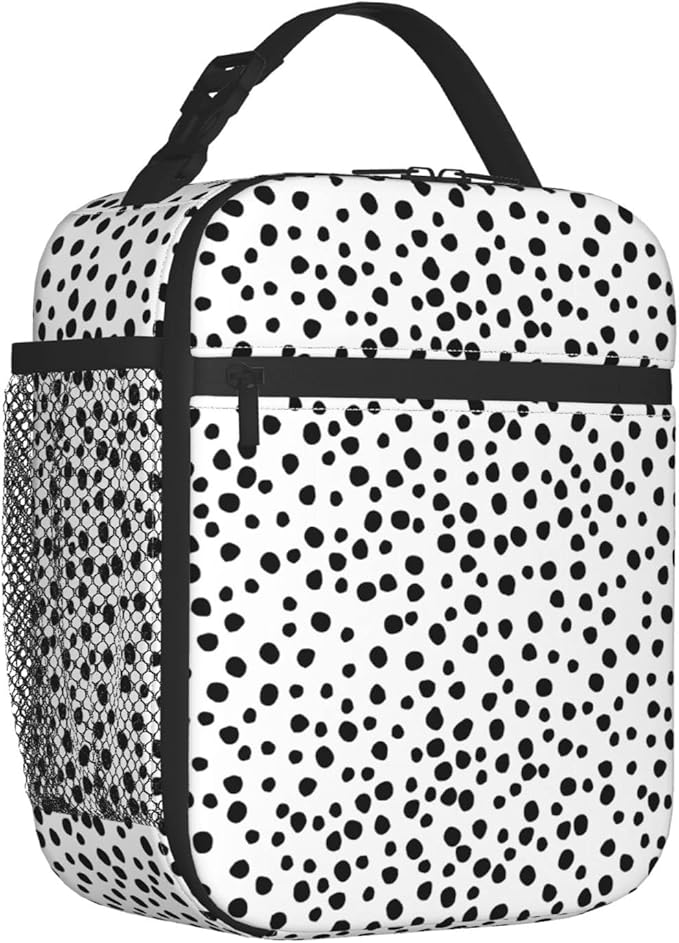 Polka Dot Lunch Box for Women Adults Washable Thermal School Lunch Bag Reusable Insulated Durable for Girls Boys Kids