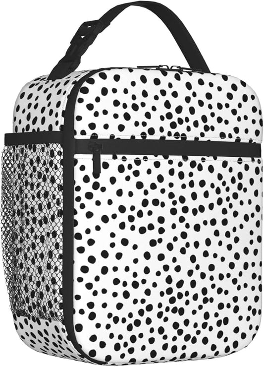 Polka Dot Lunch Box for Women Adults Washable Thermal School Lunch Bag Reusable Insulated Durable for Girls Boys Kids