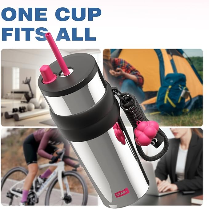 24 oz Stainless Steel Tumbler with Lid and Straw, Insulated Water Bottle Leak Proof for Hot and Cold, Portable Travel Coffee Mug, Reusable Coffee Cup for Women, Sliver