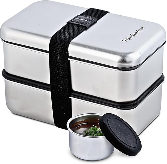Stackable Stainless Steel Bento Box Adult |leak proof| Stainless Steel Lunch Box container| Metal Bento box|Lunch Container Food storage |large compartment| bentobox| Non toxic|Silver
