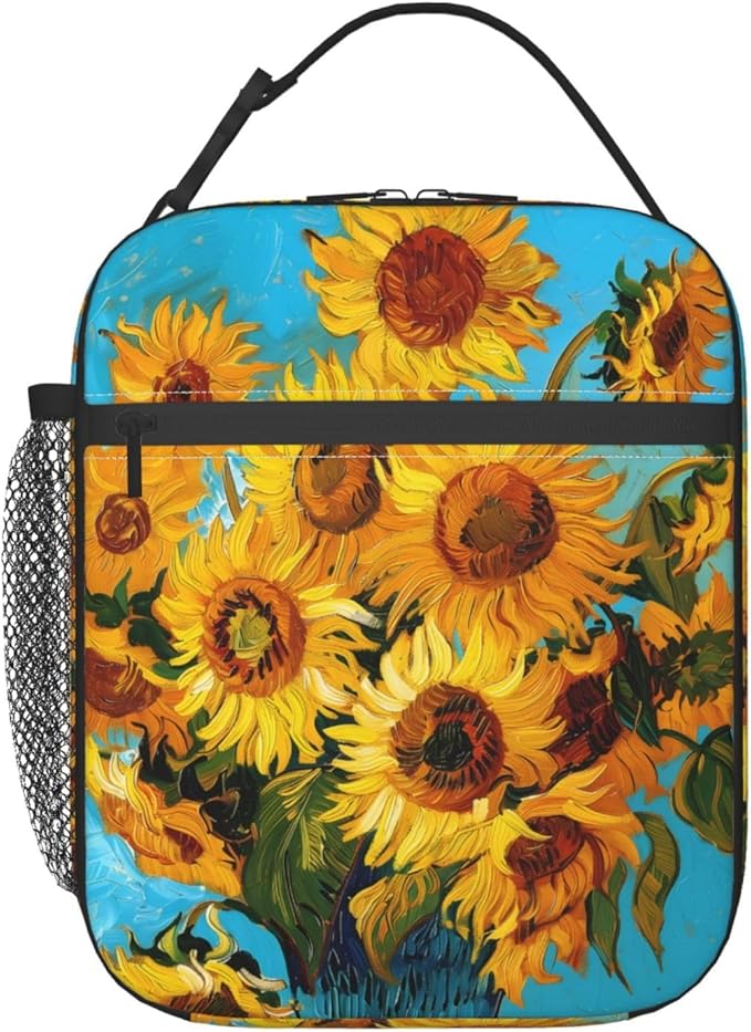 Sunflower Insulated Lunch Box for Women Men Sunflower Lunch Bag for Travel,or Fishing Polyester