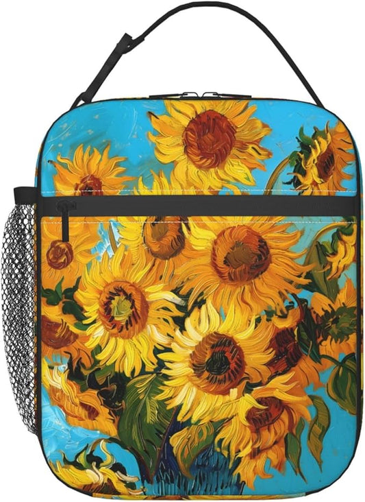 Sunflower Insulated Lunch Box for Women Men Sunflower Lunch Bag for Travel,or Fishing Polyester
