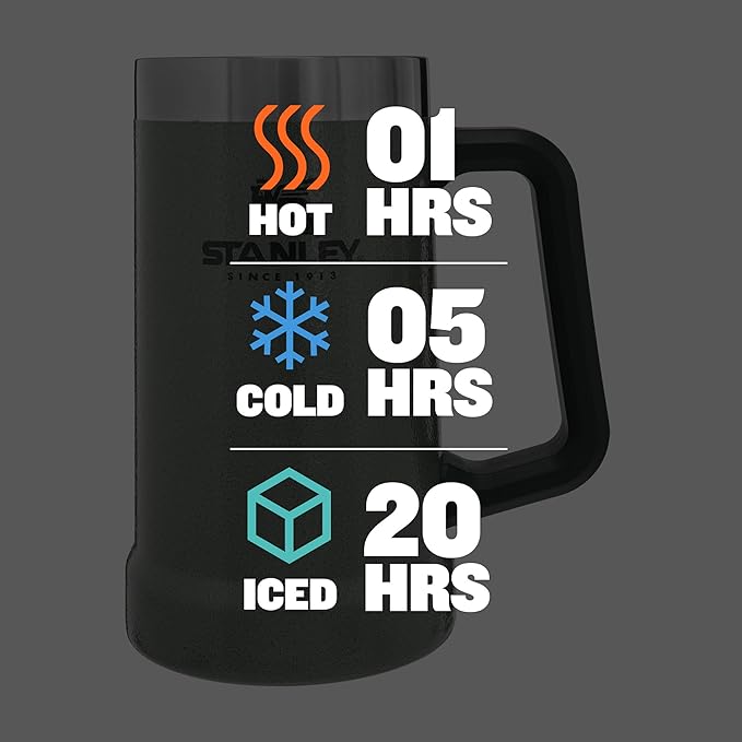 Stanley Stay-Chill Beer Stein 24 oz | Heavy Duty Big Grip Handle | Beer Tumbler Drink Cup, Holds 2 Cans | Insulated Stainless Steel Party Mug | BPA-Free