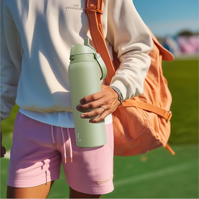 32 oz Insulated Water Bottle for Women: Meoky Stainless Steel Metal Water Bottle with 2-in-1 Straw and Spout Lid - Leak Proof, Cold for 24 Hours, Protective Silicone Base, BPA-Free for School, Violet