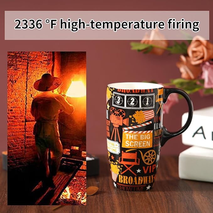 Topadorn Ceramic Mug Porcelain Latte Cup Coffee Mug with Gift Box 17oz.Movie Topic