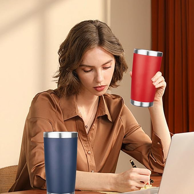 20oz Tumbler with Lid Stainless Steel Insulated Tumblers Travel Coffee Tumbler Bulk Double Wall Vacuum Insulated Water Cup Christmas Gifts for Women Men Her Him Home Office (Navy, 4pack)
