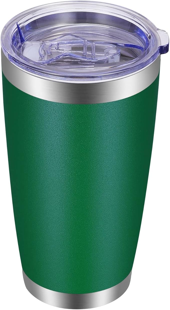 VEGOND 20oz Tumbler with Lid and Straw Stainless Steel Tumbler Cup Vacuum Insulated Double Wall Travel Coffee Mug Powder Coated Coffee Cup(Powder Green 1 Pack)