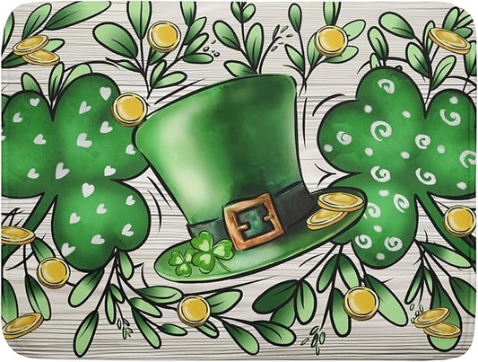 St Patrick's Day Shamrock Dish Drying Mat 18x24 inch Eucalyptus Leaves Dishes Pad Dish Drainer Mats Absorbent Fast Dry Kitchen Accessories