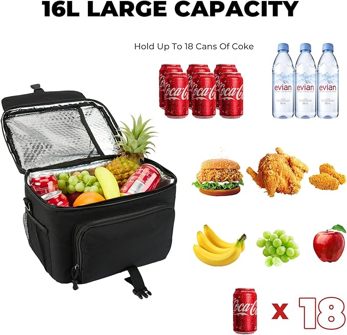 Ronyes Tactical Lunch Box for Men,Large Insulated Lunch Bag with Shoulder Strap,Heavy Duty lunchbox Cooler MOLLE Webbing, Leakproof Pail for Work Camping Fishing-Black