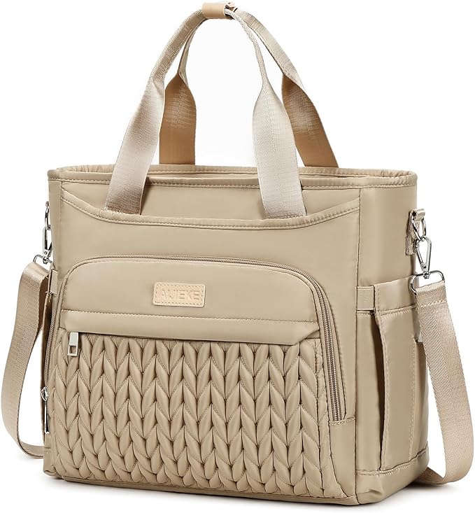 AIJIEKE Insulated Lunch Bag for Men Women, Lunch Box, Lunch Tote for Work, Large Leak Proof Cooler Bag with Removable Strap, Reusable Adult Lunchbag, Picnic, Office, Beach (Brown Taupe)