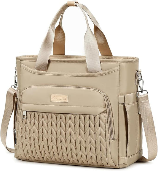 AIJIEKE Insulated Lunch Bag for Men Women, Lunch Box, Lunch Tote for Work, Large Leak Proof Cooler Bag with Removable Strap, Reusable Adult Lunchbag, Picnic, Office, Beach (Brown Taupe)