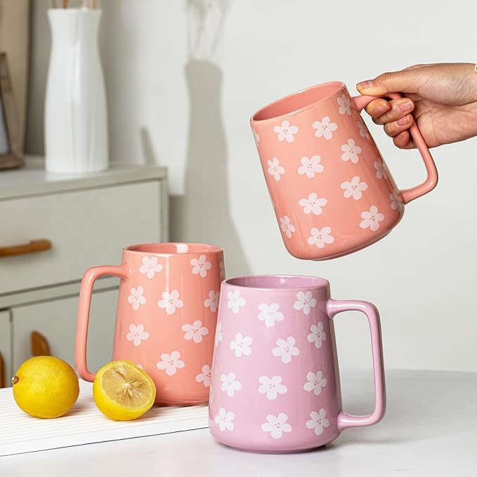 24 OZ Extra Large Ceramic Coffee Mug, Jumbo Coffee Mugs, Big Tea Cups with a Large Handle for Office and Home, Microwave and Dishwasher Safe (24 OZ Purple)