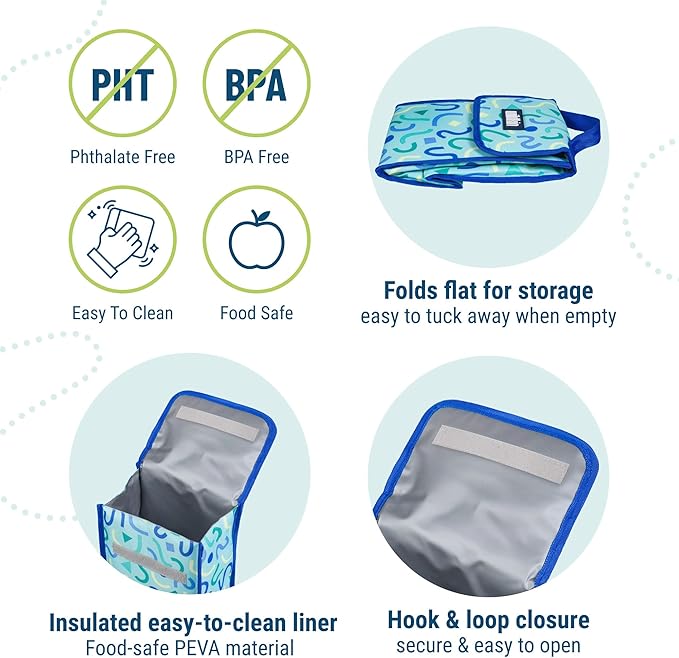 Wildkin Kids Insulated Lunch Bag – Reusable, Ideal for Hot/Cold Snacks, School & Travel - Confetti Blue