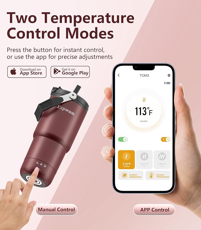 Self-Heating Travel Mug 20oz, Temperature-Controlled Coffee Warmer Mug, Smart Travel Coffee Mug Keep Coffee Drinks Hot, Heated Mug Great for Driver Outdoor Fits Car Cup Holders