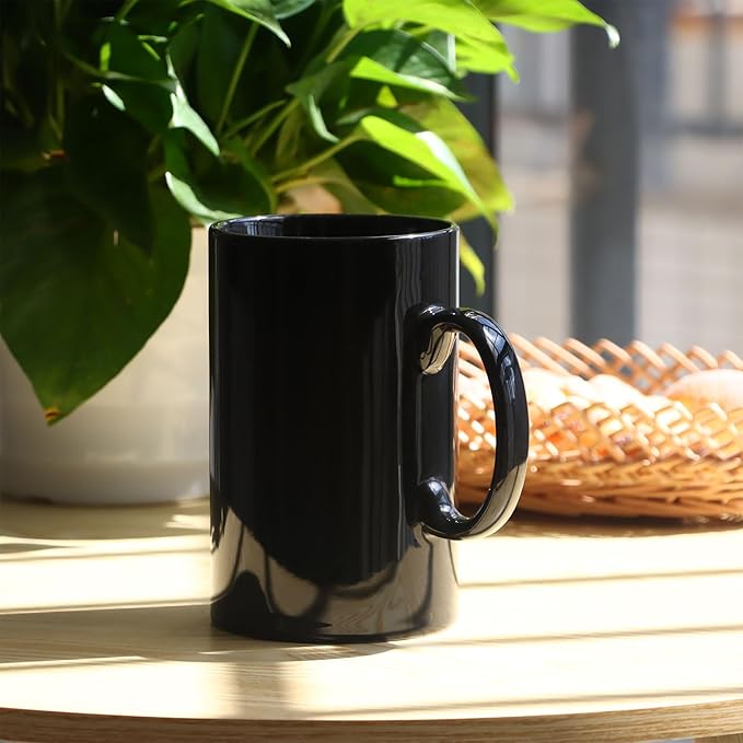 Smilatte 28 OZ Extra Large Ceramic Coffee Mug, M018 Classic Porcelain Boss Super Big Tea Cup with Handle for Office and Home, Black