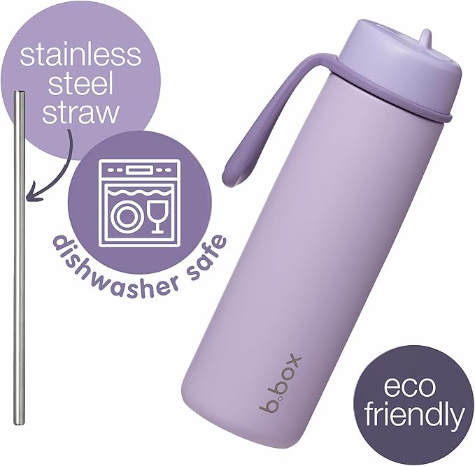 b.box Triple Insulated 23oz Water Bottle w/Stainless Steel Straw. 44 Hours Cold. Leak Proof Tumbler with Lid and Straw for Travel, Gym & School. BPA Free Sports Water Bottles.