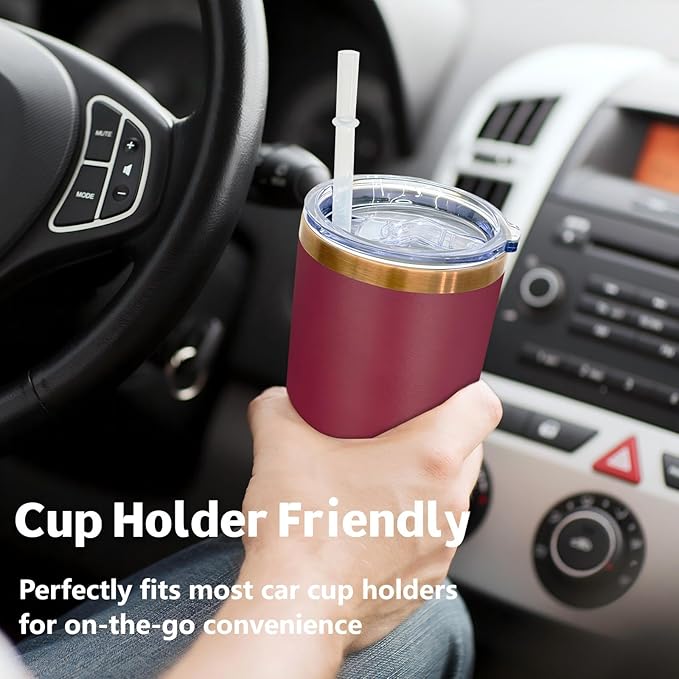 20 oz Tumbler Bulk 12 Pack Stainless Steel Tumblers with Lids and Straws, Double Wall Vacuum Insulated Travel Coffee Mug for Laser Engrave, Powder Coated Cups for Hot and Cold Drinks (Red,12 pack)