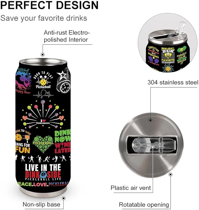 Pickleball Tumbler Cup Travel Mug With Lid,Pickleball Lover Birthday Gifts Stainless Steel Vacuum Coffee Mug Cup Pickleball Gifts For Women Men 17 Oz