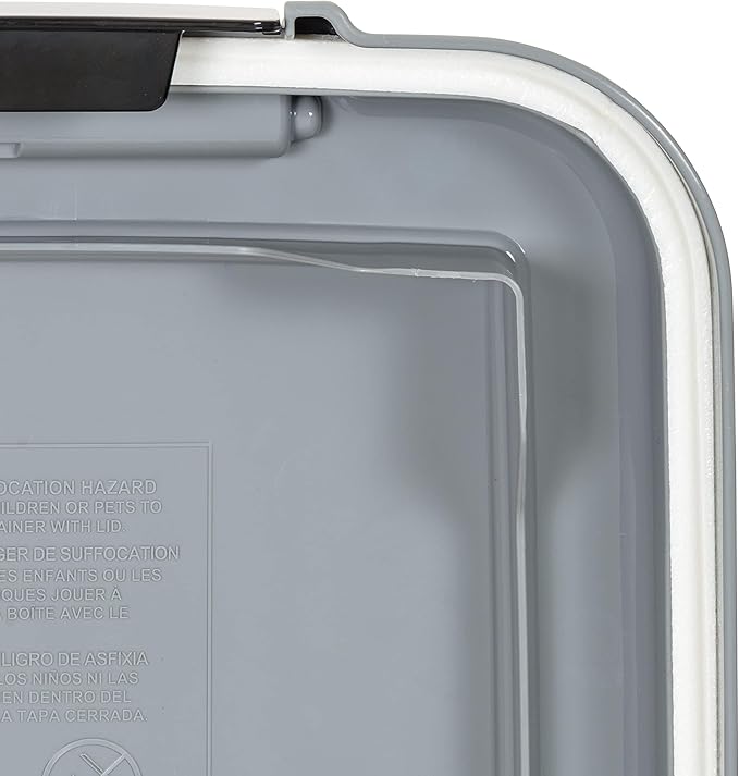 Amazon Basics Airtight Dog Food Storage Container with Scoop and Wheels, 69 QT, Gray