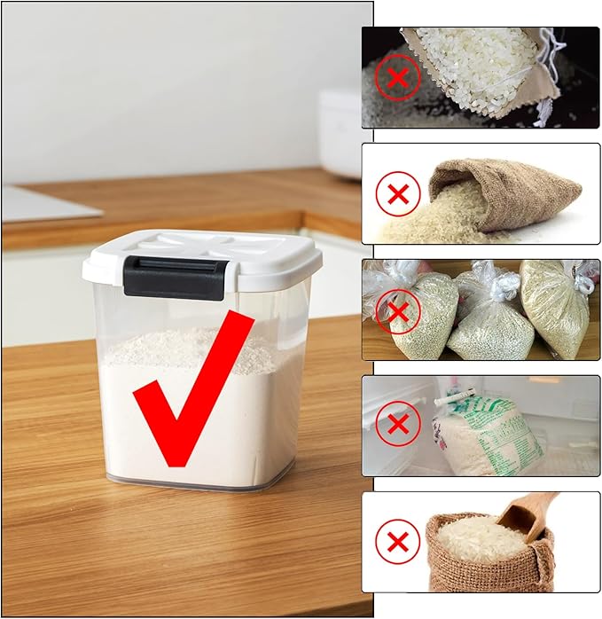 Rice Container - Flour Rice Dispenser 20lbs/10kg/10.6qt Food Grain Cereal Bins Pet Food Storage Laundry Pods Container for Household Pantry Organization (20lbs)