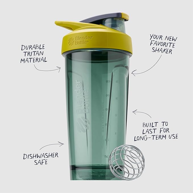 BlenderBottle Sport Shaker Bottle with Wire Whisk, 28-Ounce, Yellow – Protein Shakes & Hydration for Athletes & Fitness Enthusiasts, Easy Mixing, Durable & Lightweight, Lockable Lid