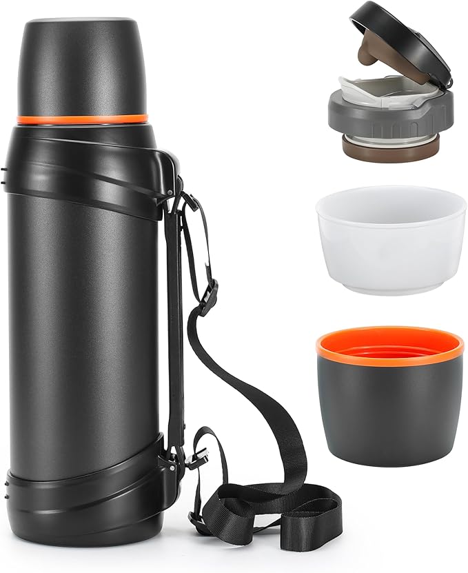 85oz Large Coffee Thermoses for Travel - Insulated Water Jug Classic Vacuum Bottle with Plastic Cup - Stainless Steel Thermos for Hiking Fishing