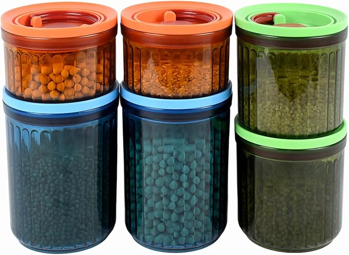 Airtight Food Storage Containers BPA-Free Stackable Air Tight Kitchen Pantry Organization Canisters Ideal for Storage Cereal Snack Flour Sugar Coffee Spaghetti (6pcs)